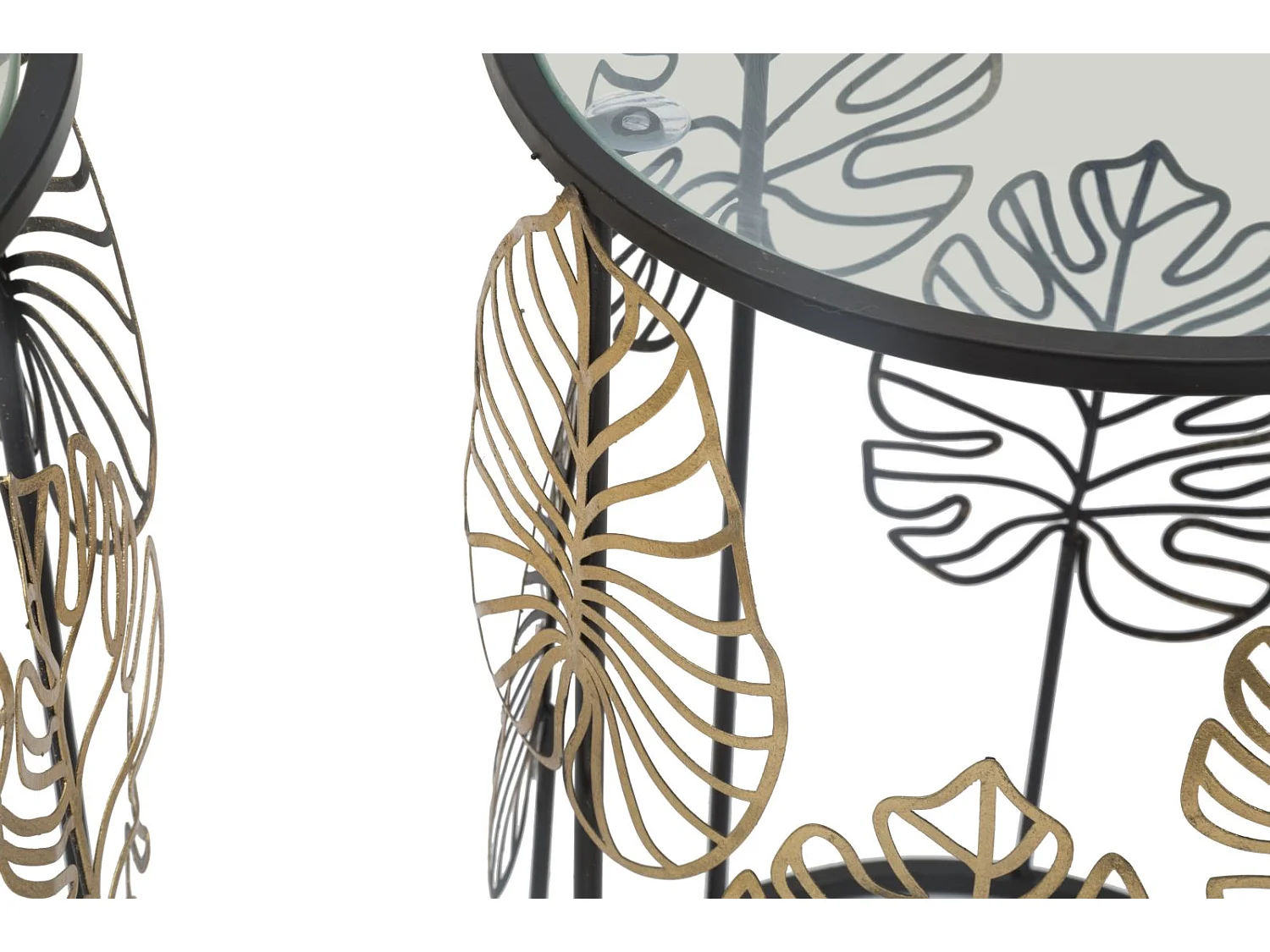 Lot de 2 Tables d'Appoint "Coppia" 55cm Noir & Or