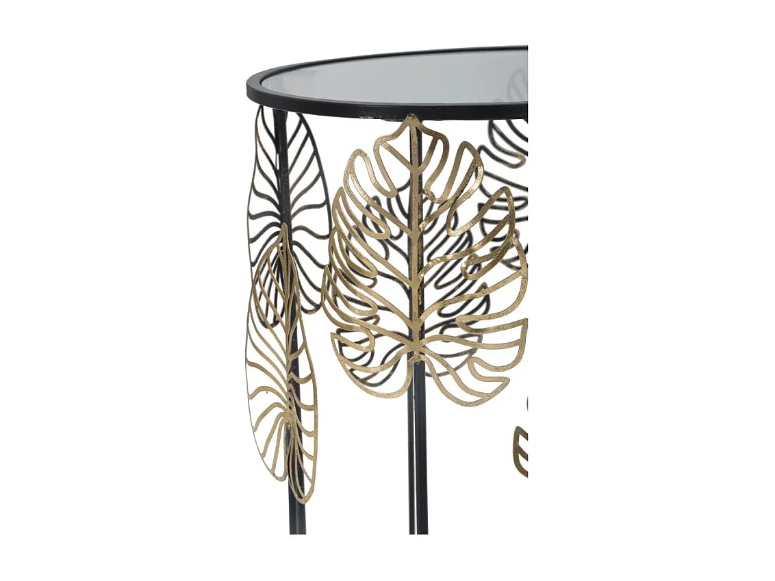 Lot de 2 Tables d'Appoint "Coppia" 55cm Noir & Or