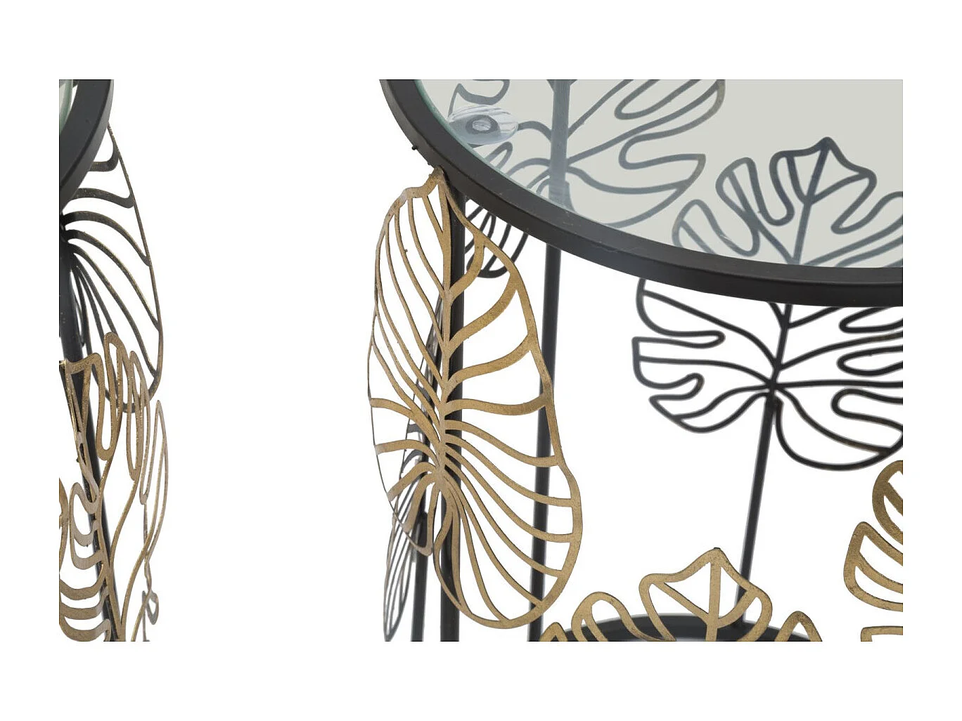 Lot de 2 Tables d'Appoint "Coppia" 55cm Noir & Or