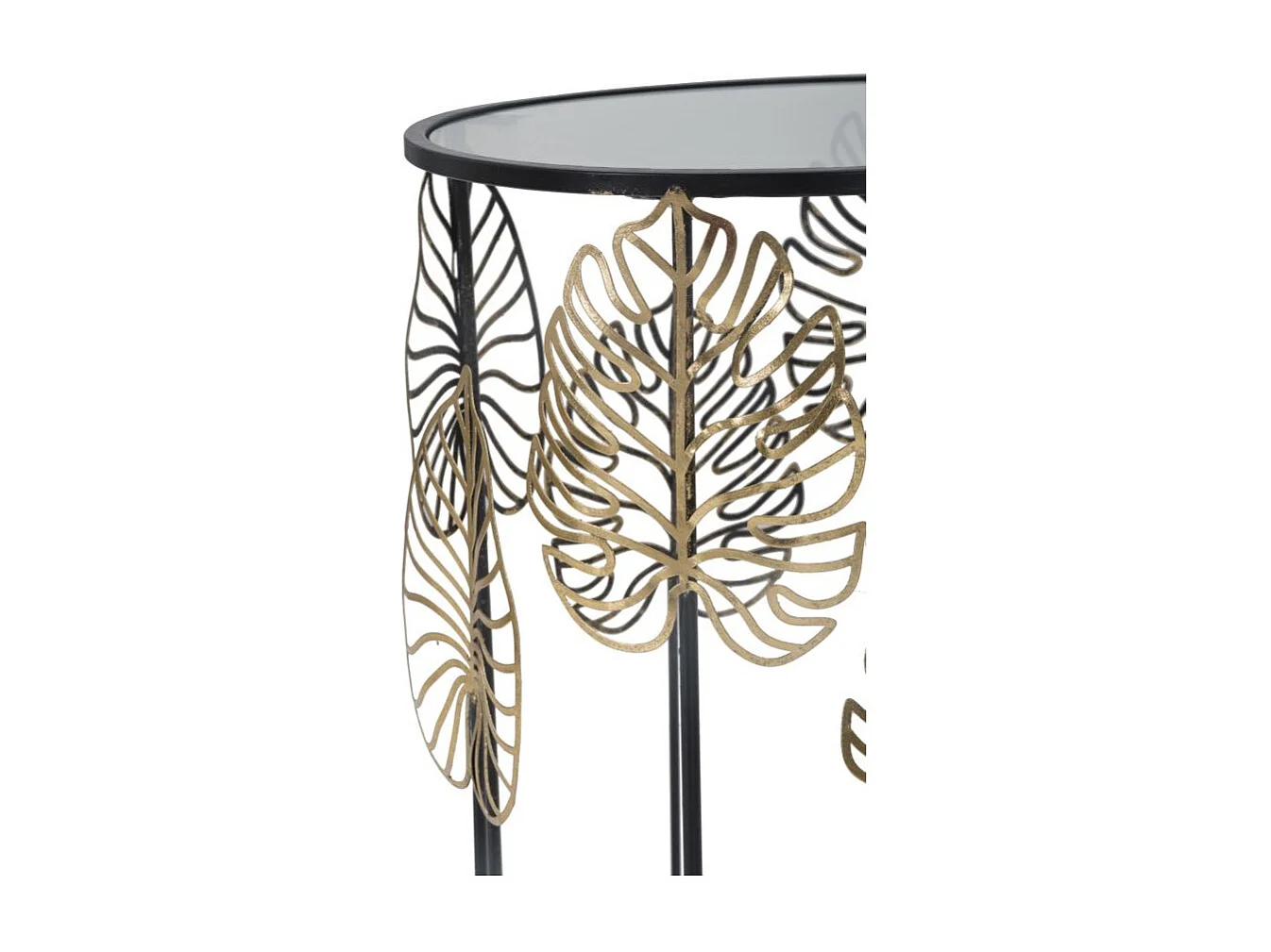 Lot de 2 Tables d'Appoint "Coppia" 55cm Noir & Or