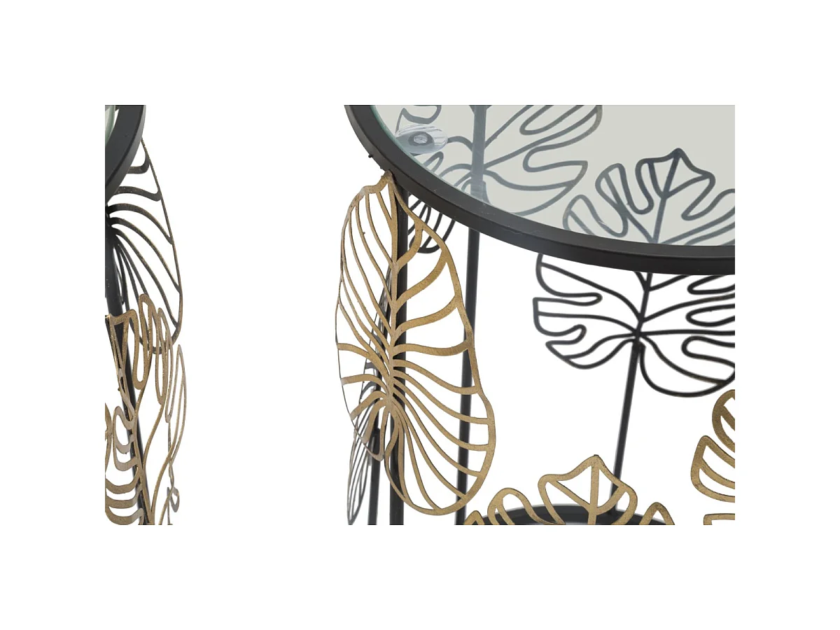 Lot de 2 Tables d'Appoint "Coppia" 55cm Noir & Or