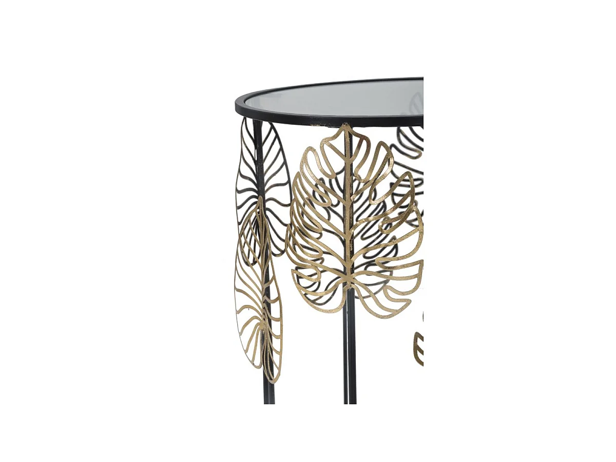 Lot de 2 Tables d'Appoint "Coppia" 55cm Noir & Or