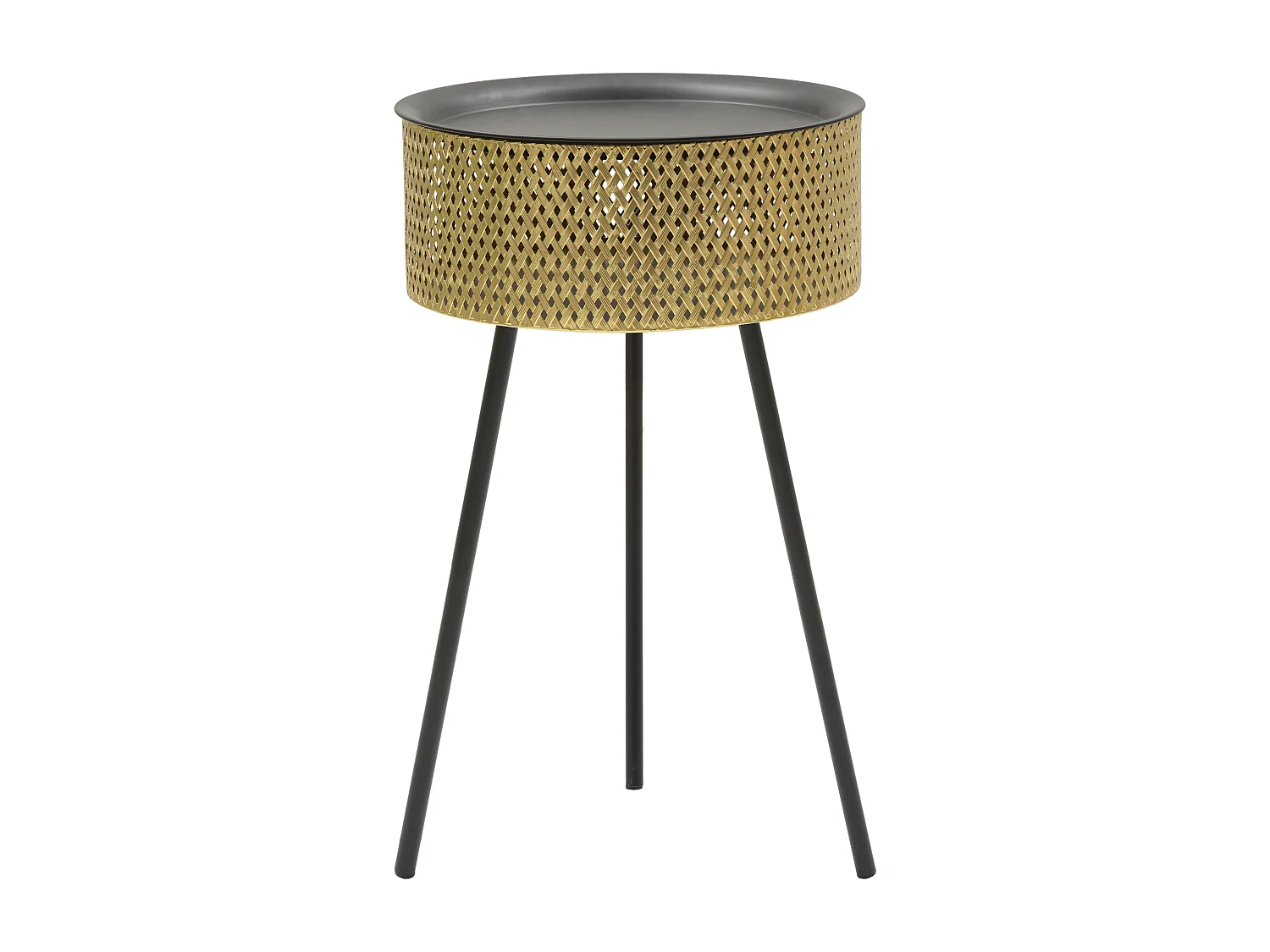 Table d'Appoint Avec Rangement "Glovy" 65cm Or & Noir