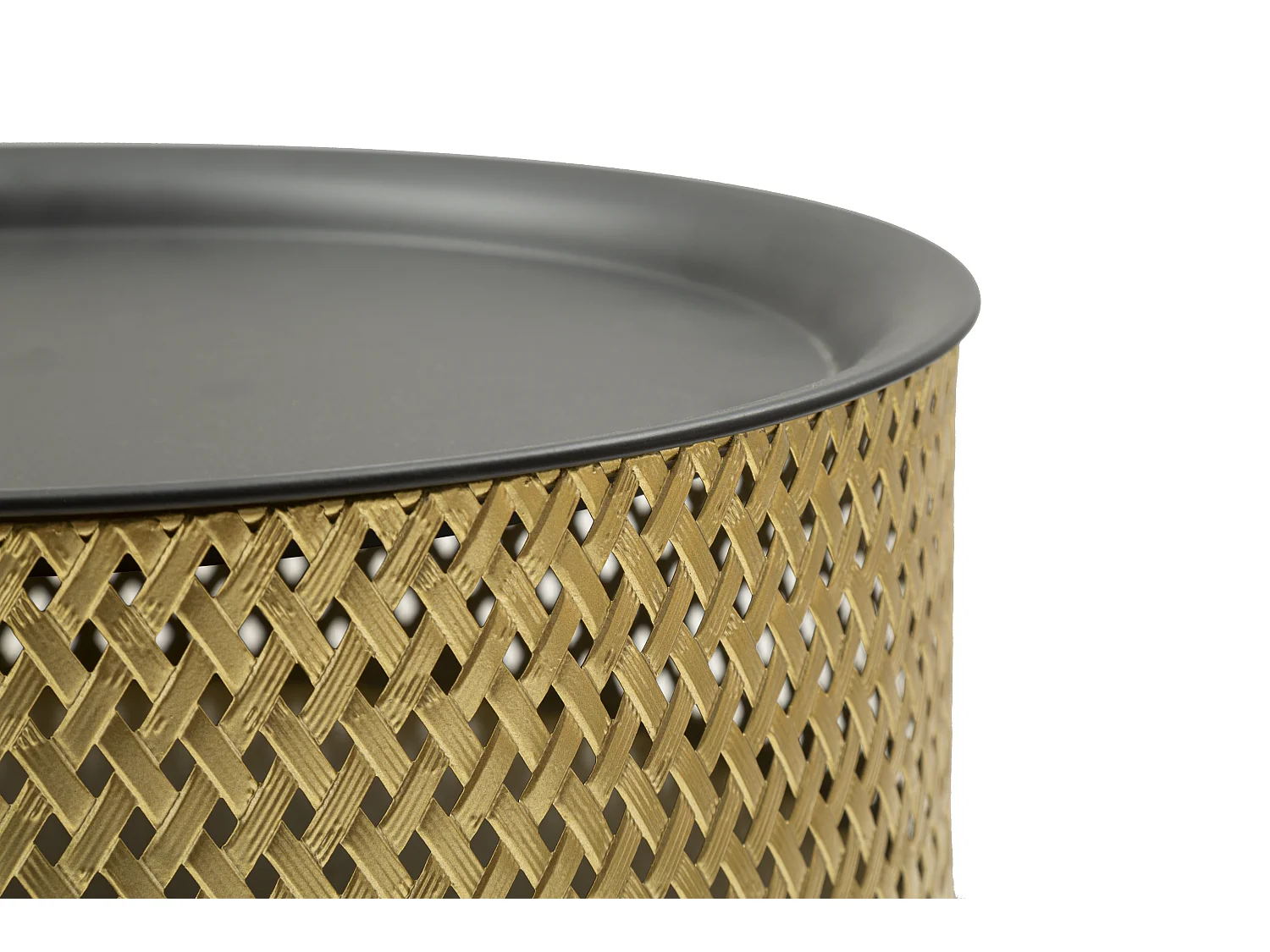 Table d'Appoint Avec Rangement "Glovy" 65cm Or & Noir