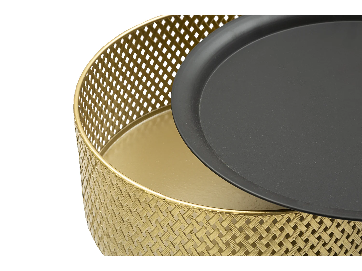 Table d'Appoint Avec Rangement "Glovy" 65cm Or & Noir