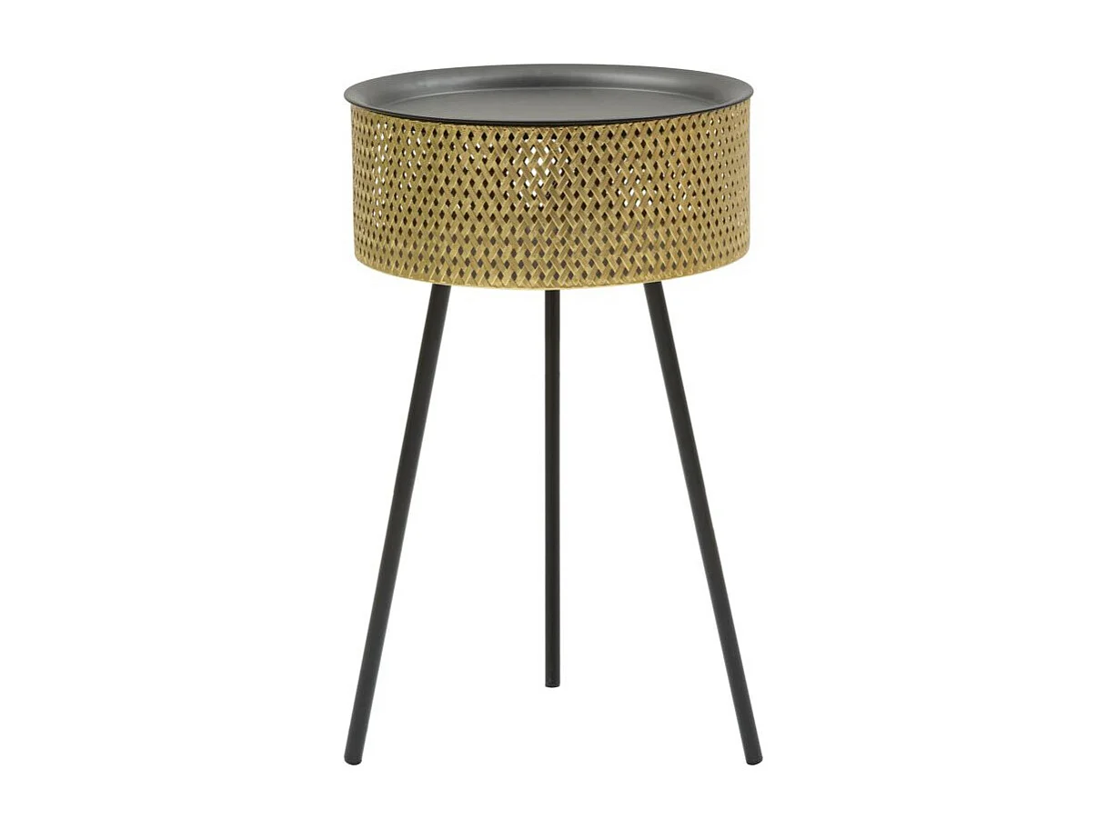 Salontafel van goudkleurig en zwart metaal Ø 40x65 cm