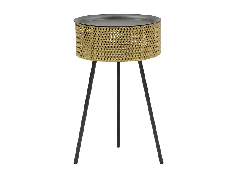 Table d'Appoint Avec Rangement "Glovy" 65cm Or & Noir