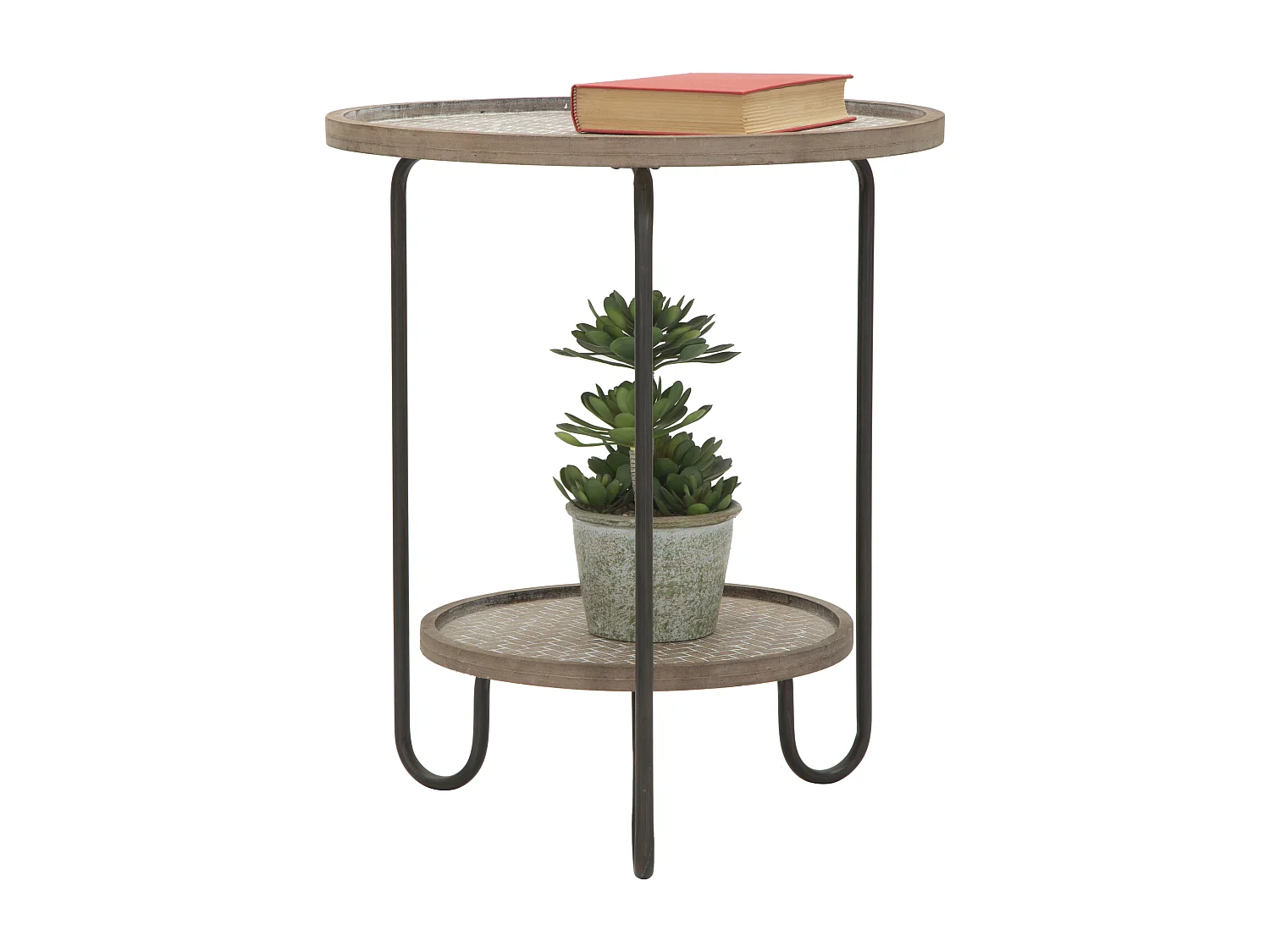 Tavolinetto rotondo in metallo multicolore con ripiano Ø cm 48x54,5