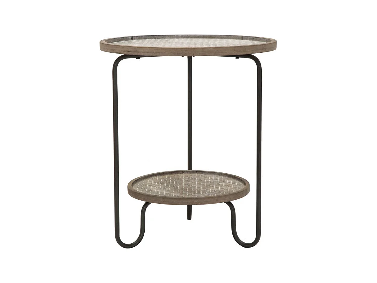 Table basse ronde en métal multicolore avec étagère Ø 48x54,5 cm