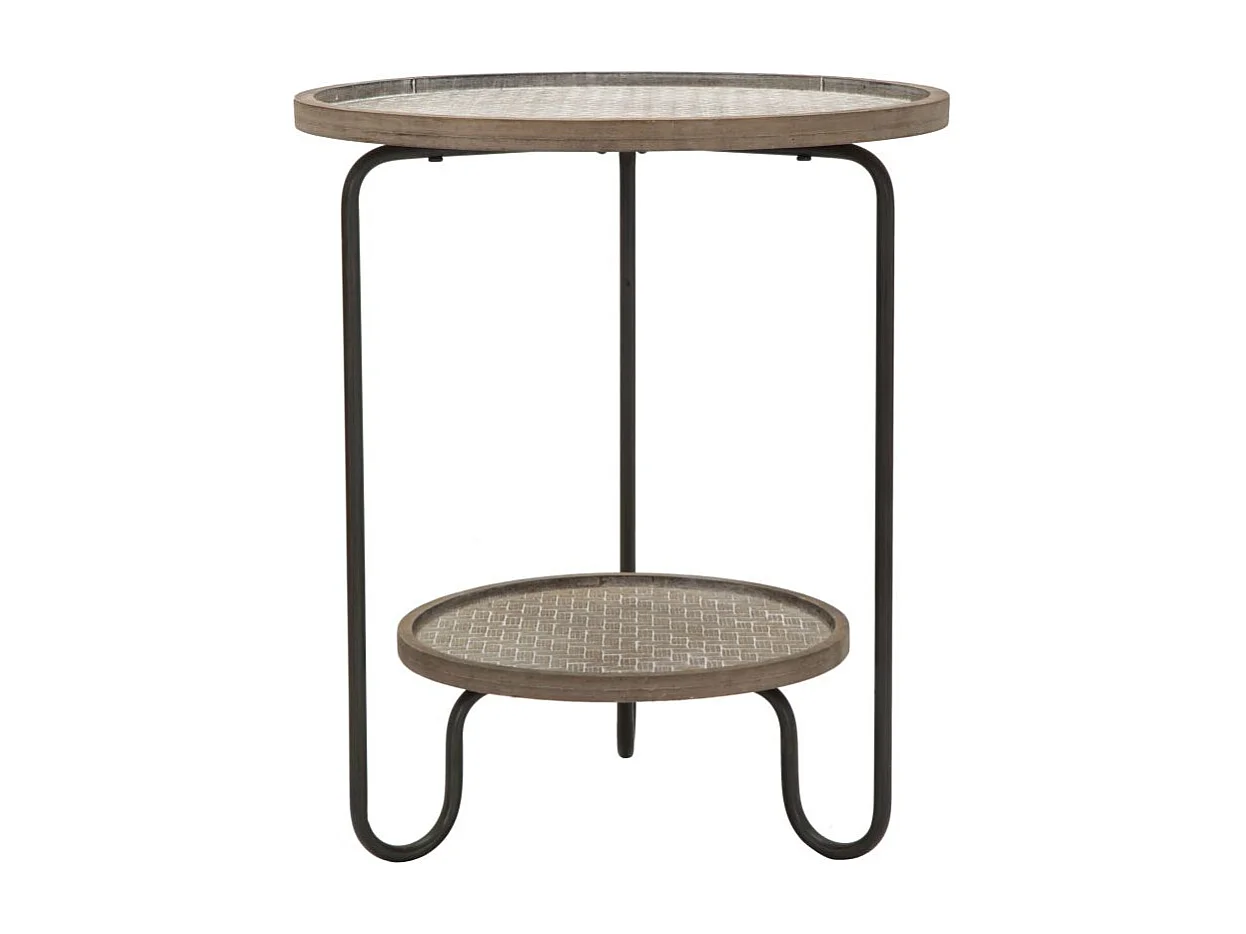 Tavolinetto rotondo in metallo multicolore con ripiano Ø cm 48x54,5