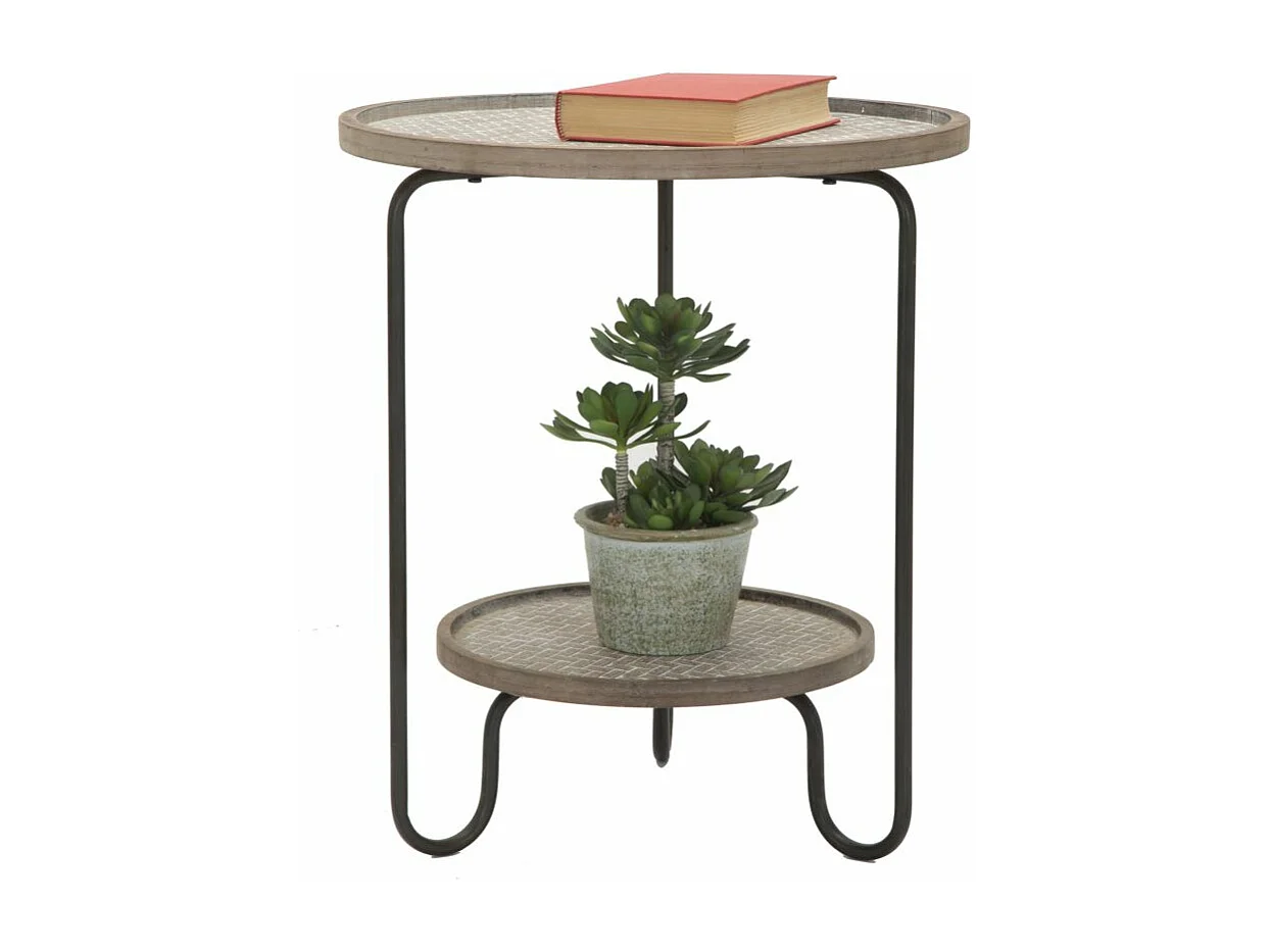 Tavolinetto rotondo in metallo multicolore con ripiano Ø cm 48x54,5