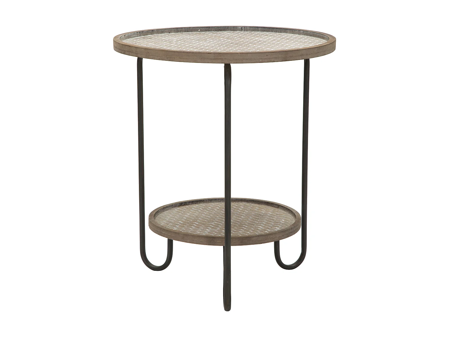 Tavolinetto rotondo in metallo multicolore con ripiano Ø cm 48x54,5