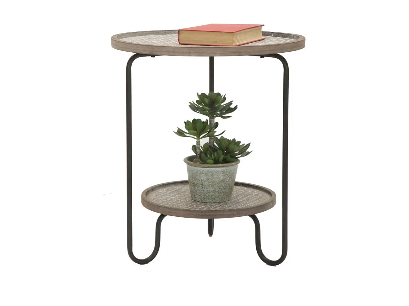 Tavolinetto rotondo in metallo multicolore con ripiano Ø cm 48x54,5