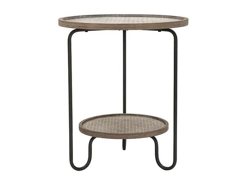 Table d'Appoint avec Étagère "Arex" 54cm Naturel & Noir