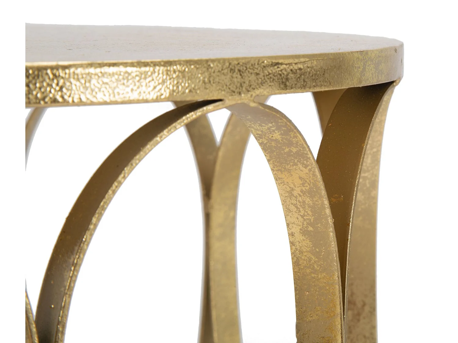 Tavolinetto rotondo in metallo dorato con piano dorato Ø cm 37X58