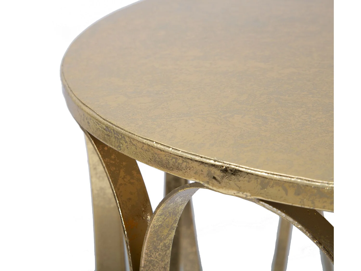 Tavolinetto rotondo in metallo dorato con piano dorato Ø cm 37X58