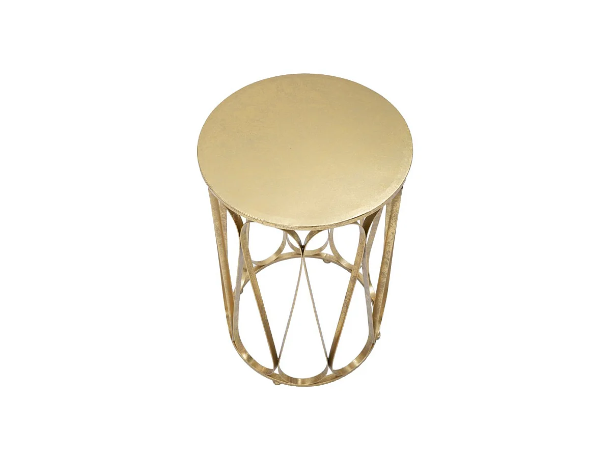 Runder Beistelltisch aus Metall goldfarben mit goldfarbener Platte Ø 37x58 cm