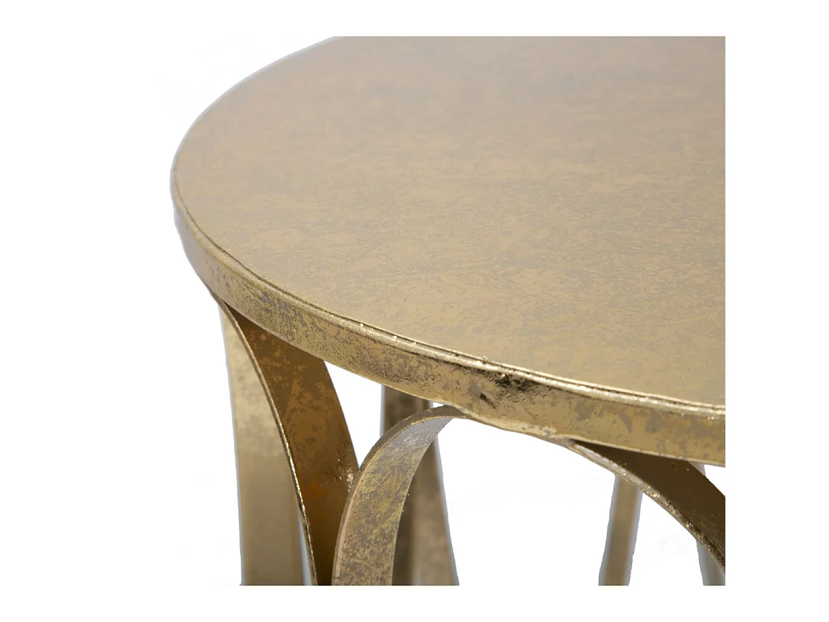 Runder Beistelltisch aus Metall goldfarben mit goldfarbener Platte Ø 37x58 cm