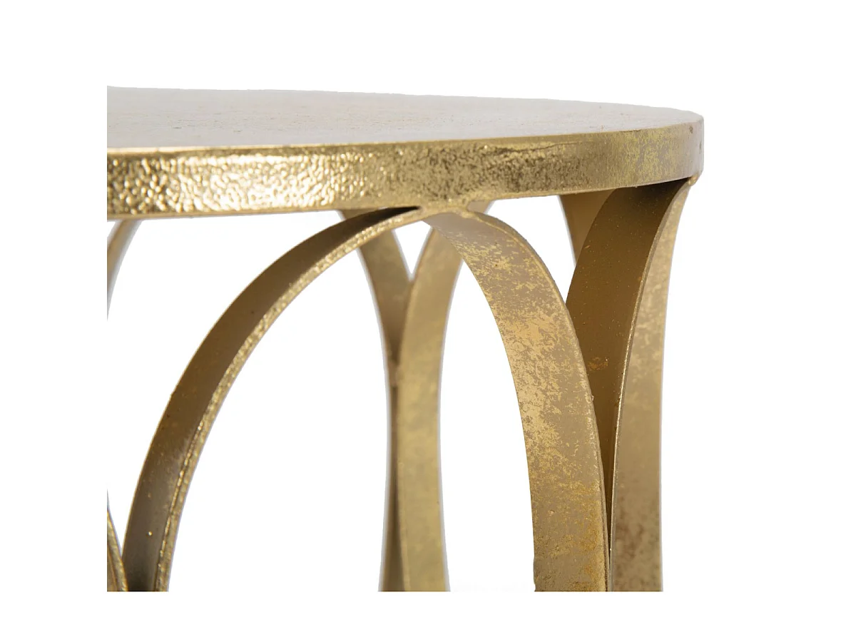 Runder Beistelltisch aus Metall goldfarben mit goldfarbener Platte Ø 37x58 cm