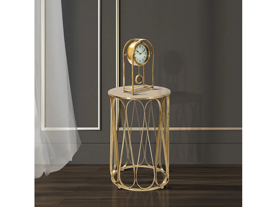 Runder Beistelltisch aus Metall goldfarben mit goldfarbener Platte Ø 37x58 cm