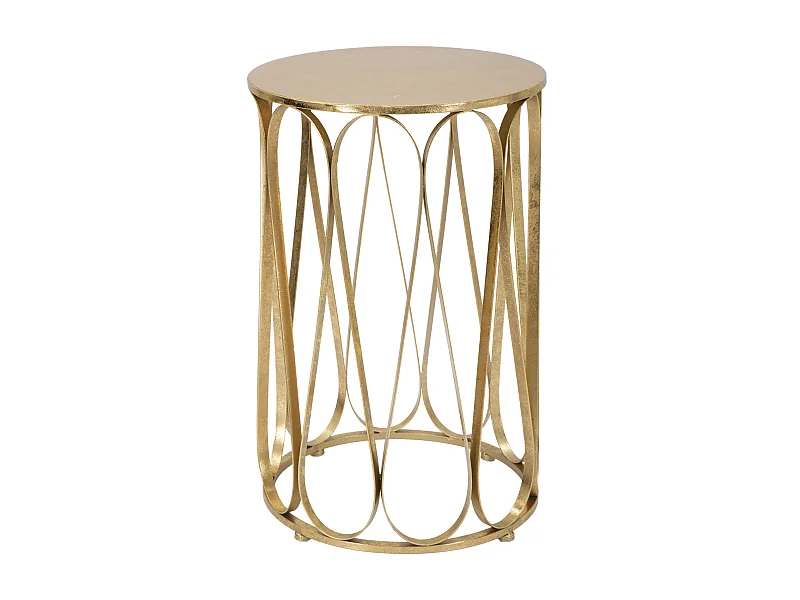 Ronde tafel in goudkleurig metaal met gouden blad Ø cm 37X58