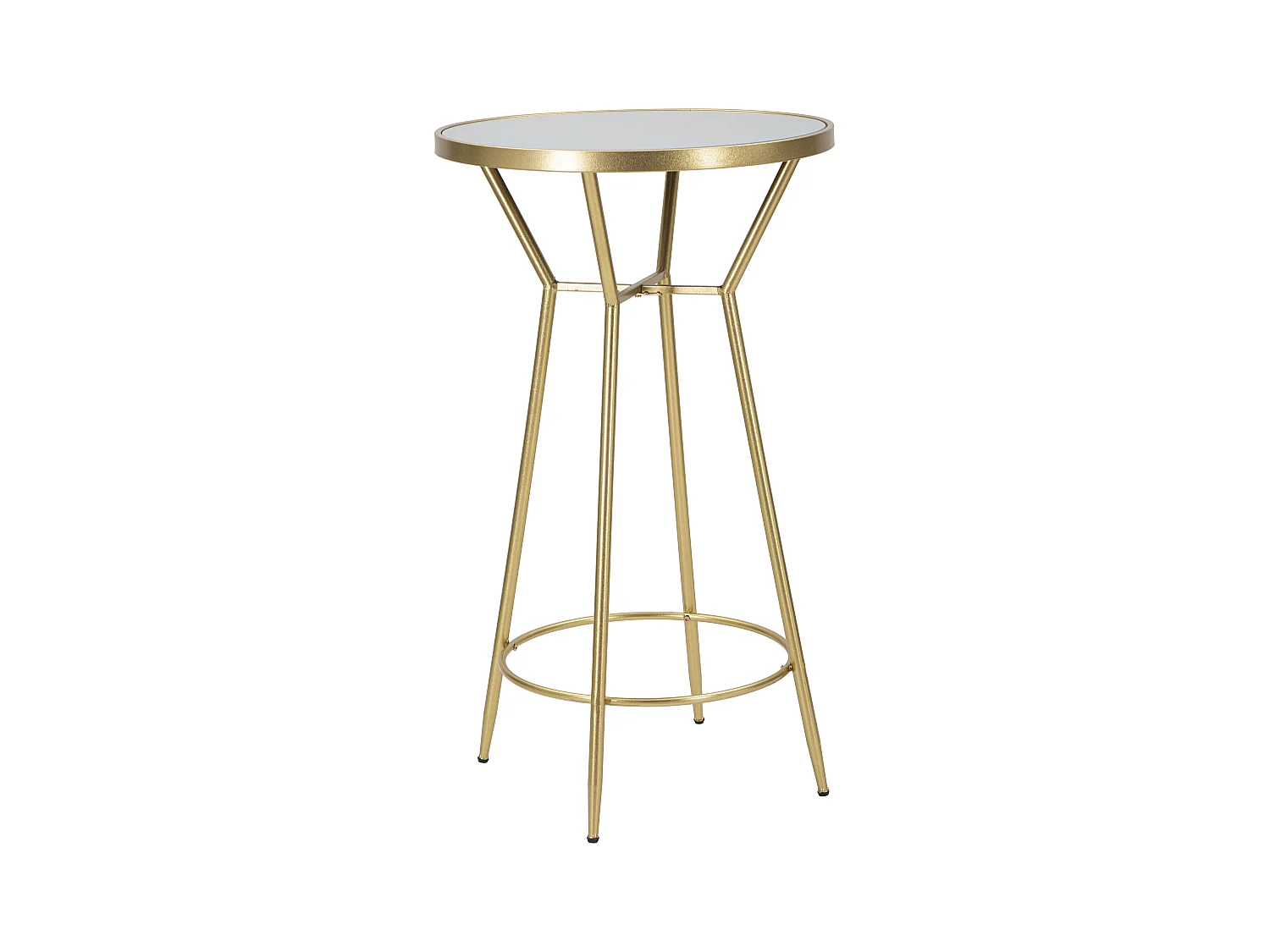 Table de bar en métal doré avec plateau en verre miroir Ø 60x105 cm