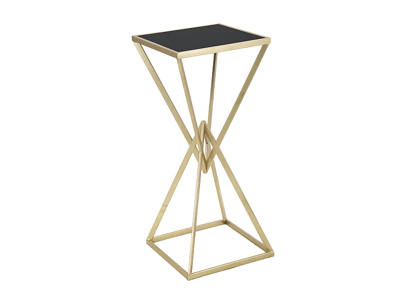 Tavolo porta telefono piramidi in metallo dorato cm 35x35x80