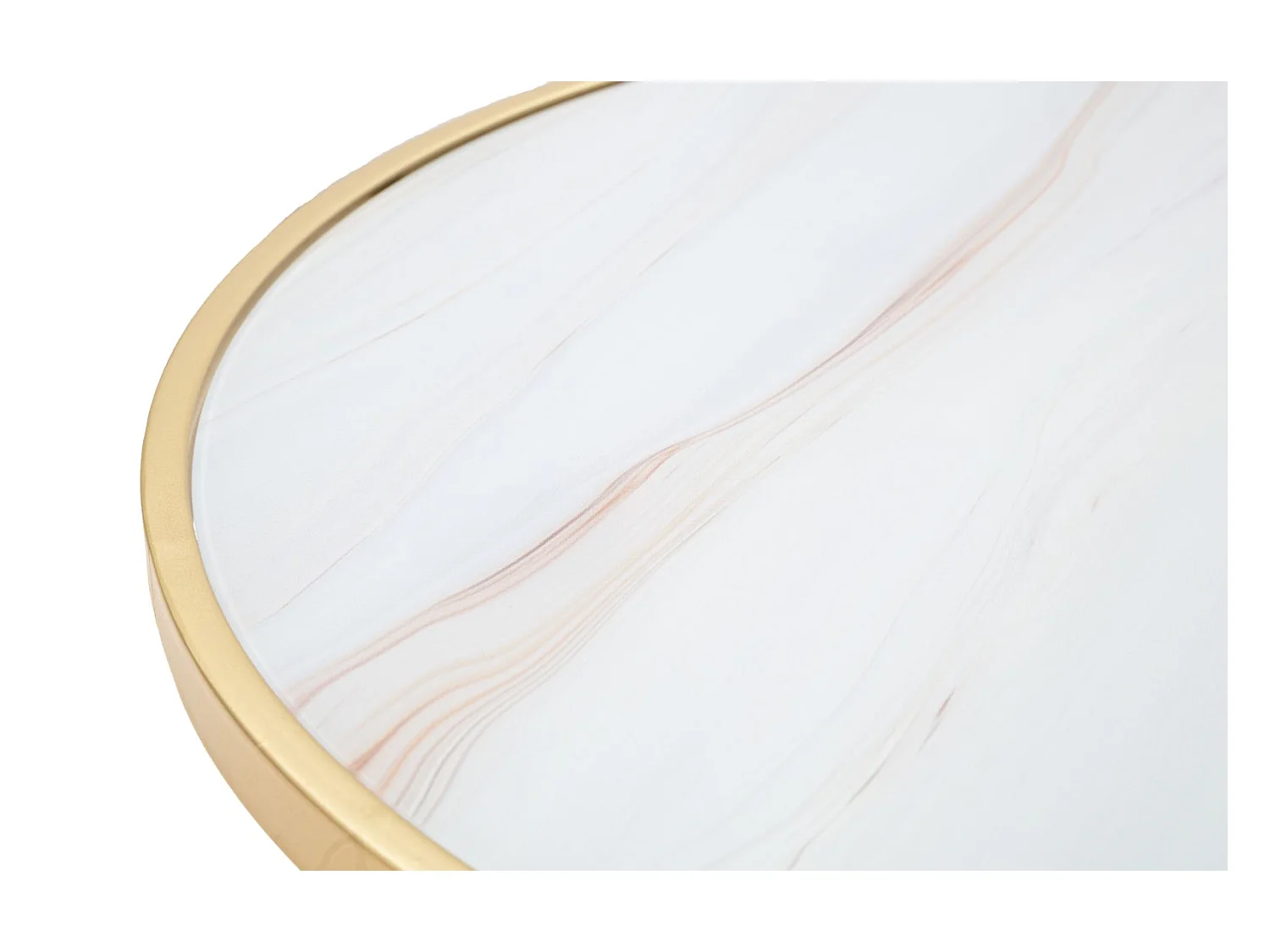 Table d'Appoint Effet Marbre "Glam" 50cm Blanc & Or