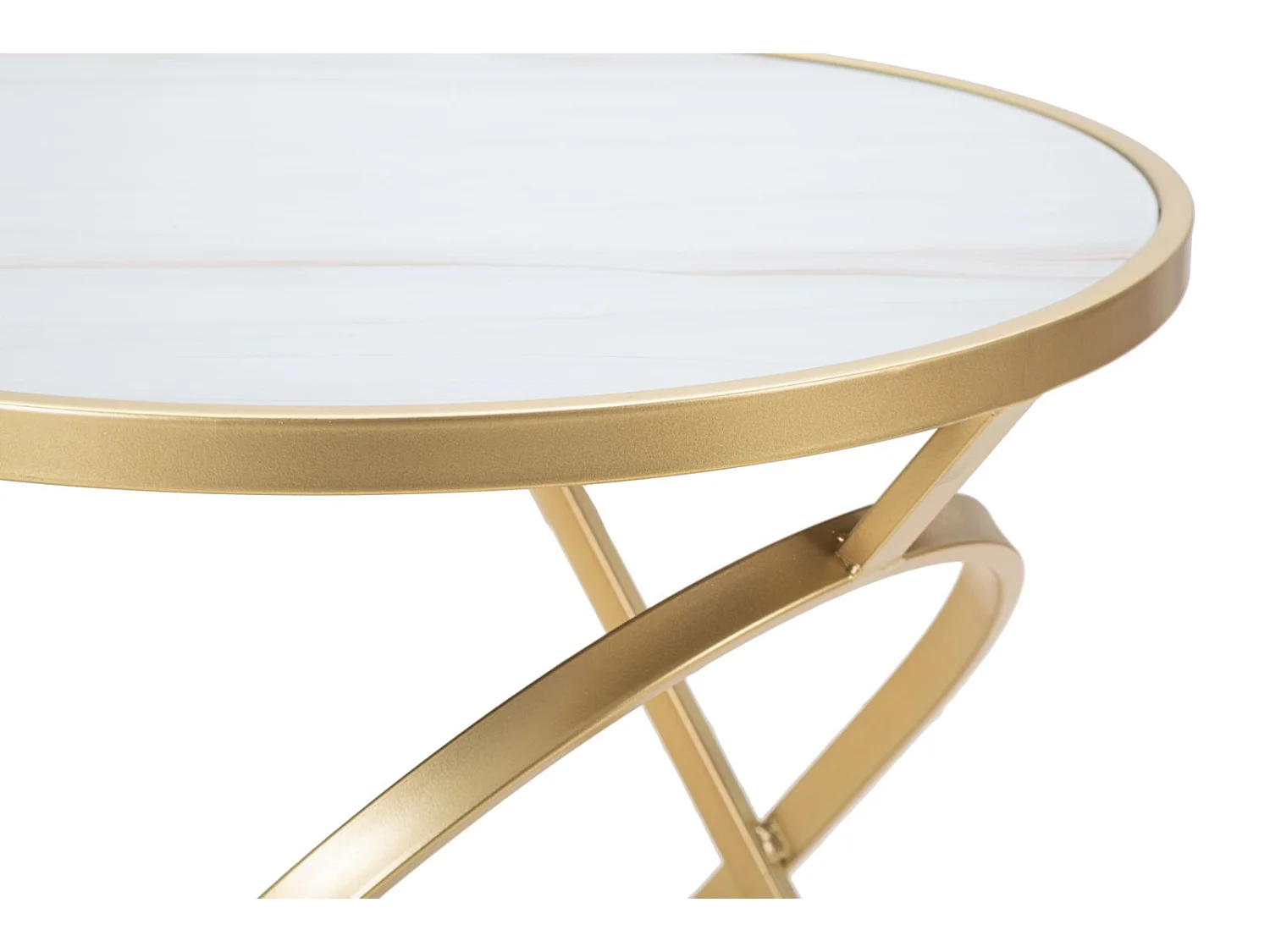 Table d'Appoint Effet Marbre "Glam" 50cm Blanc & Or