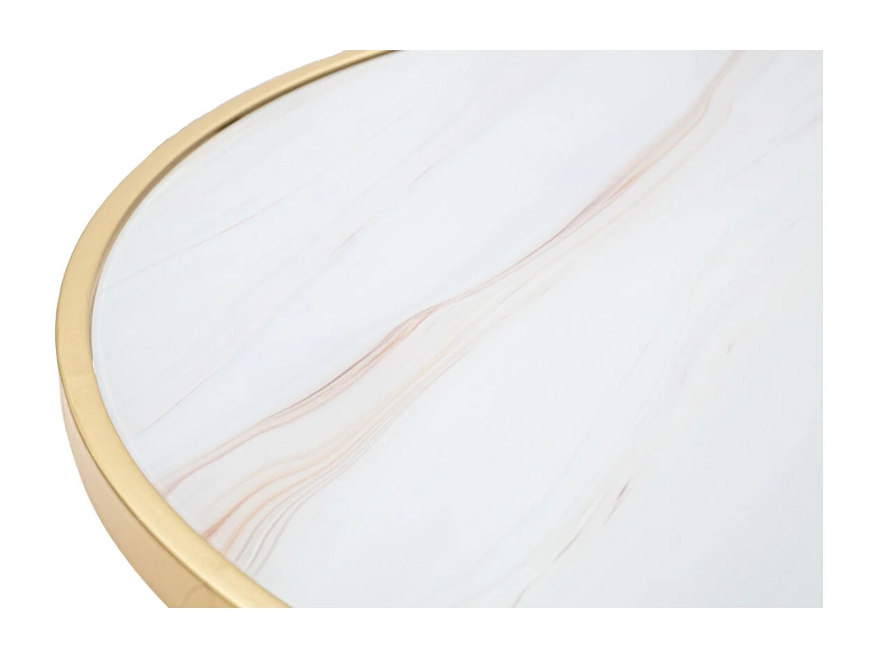 Table d'Appoint Effet Marbre "Glam" 50cm Blanc & Or