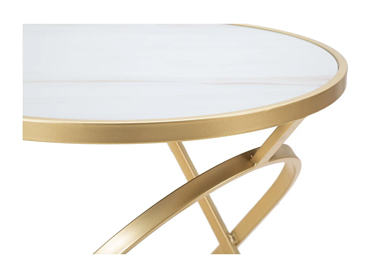 Table d'Appoint Effet Marbre "Glam" 50cm Blanc & Or