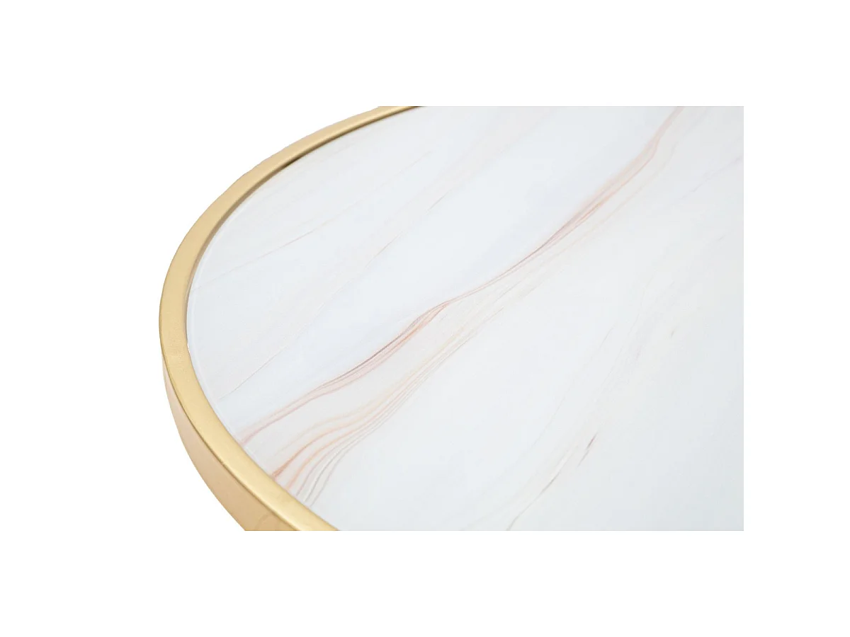 Table d'Appoint Effet Marbre "Glam" 50cm Blanc & Or