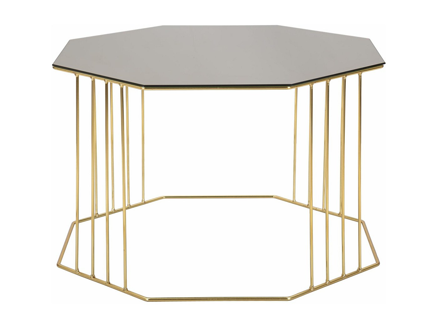 Table Basse Octogonale En Verre Fumé, Piétement Chrome Et Métal, 95x95 Cm, Hauteur 44 Cm