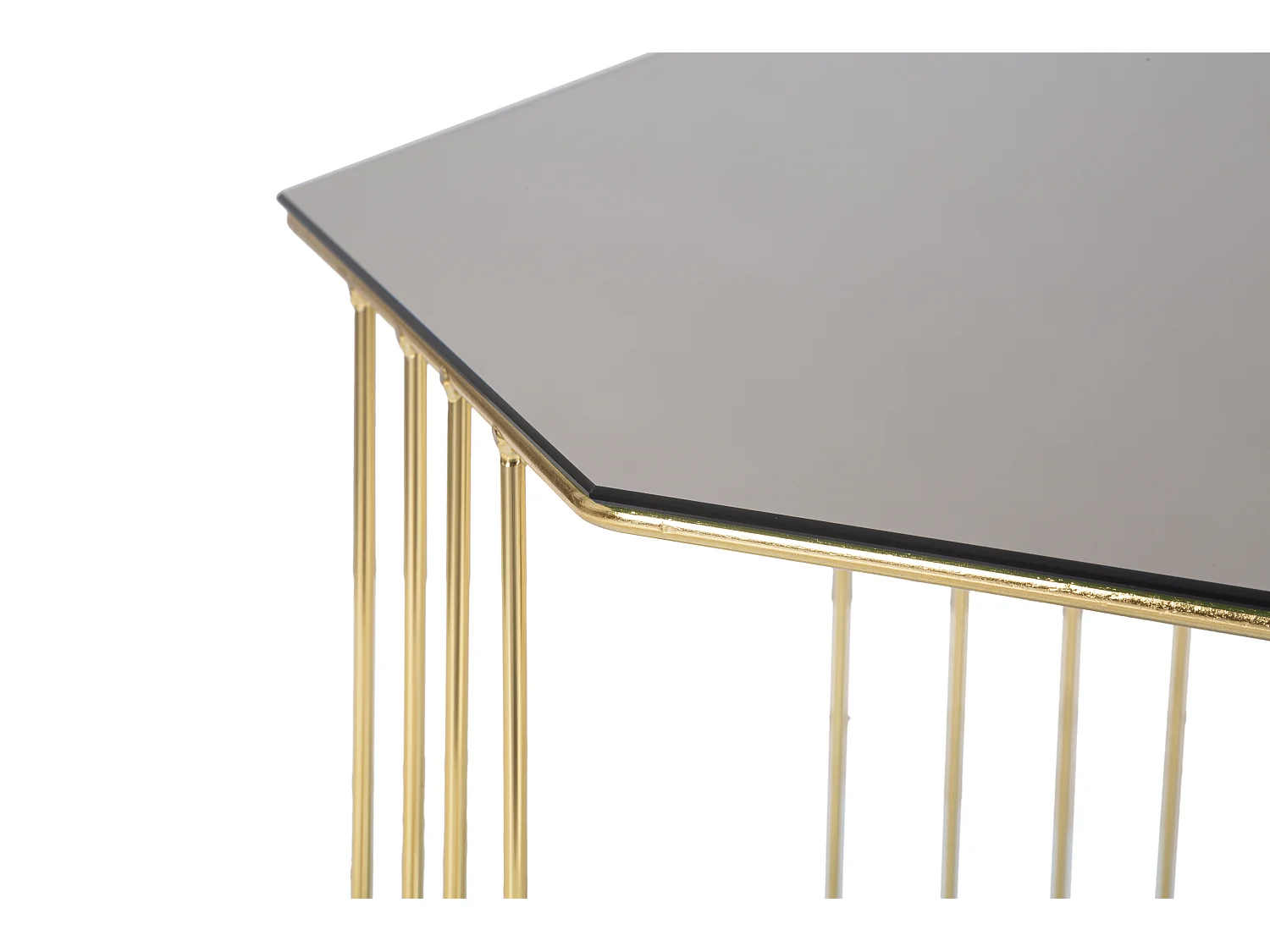 Table basse octogonale en métal et verre noir doré 70x70x45 cm