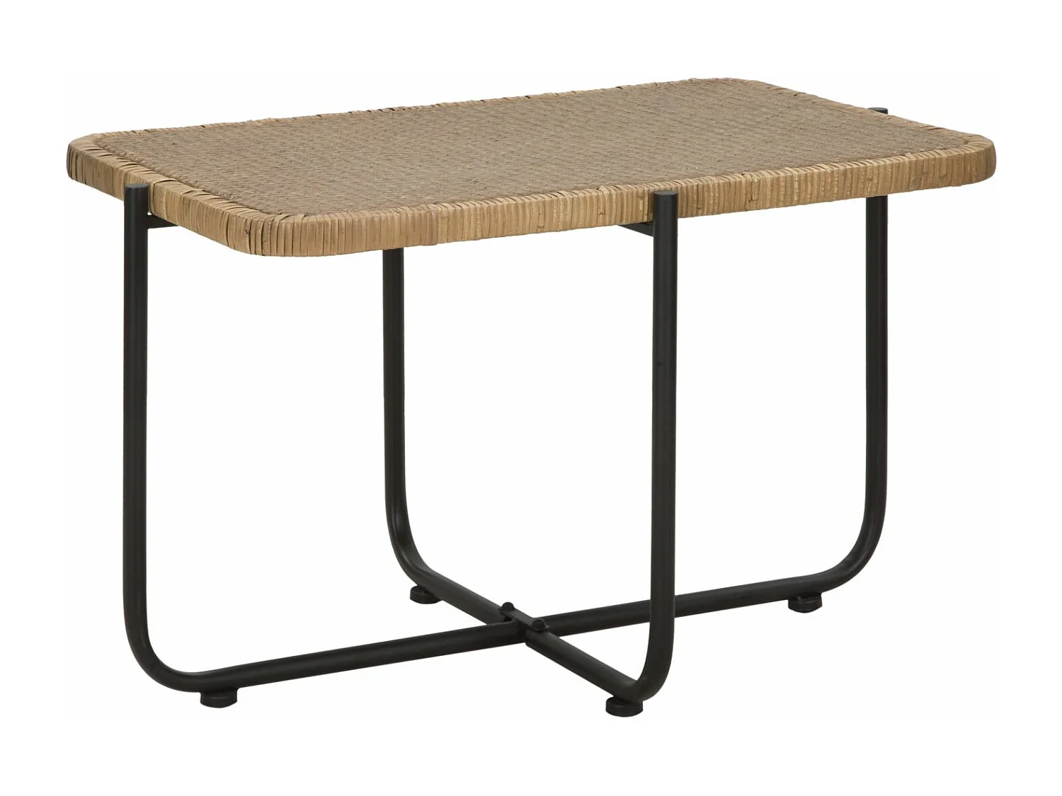Table Basse en Rotin "Cebu" 75cm Naturel & Noir