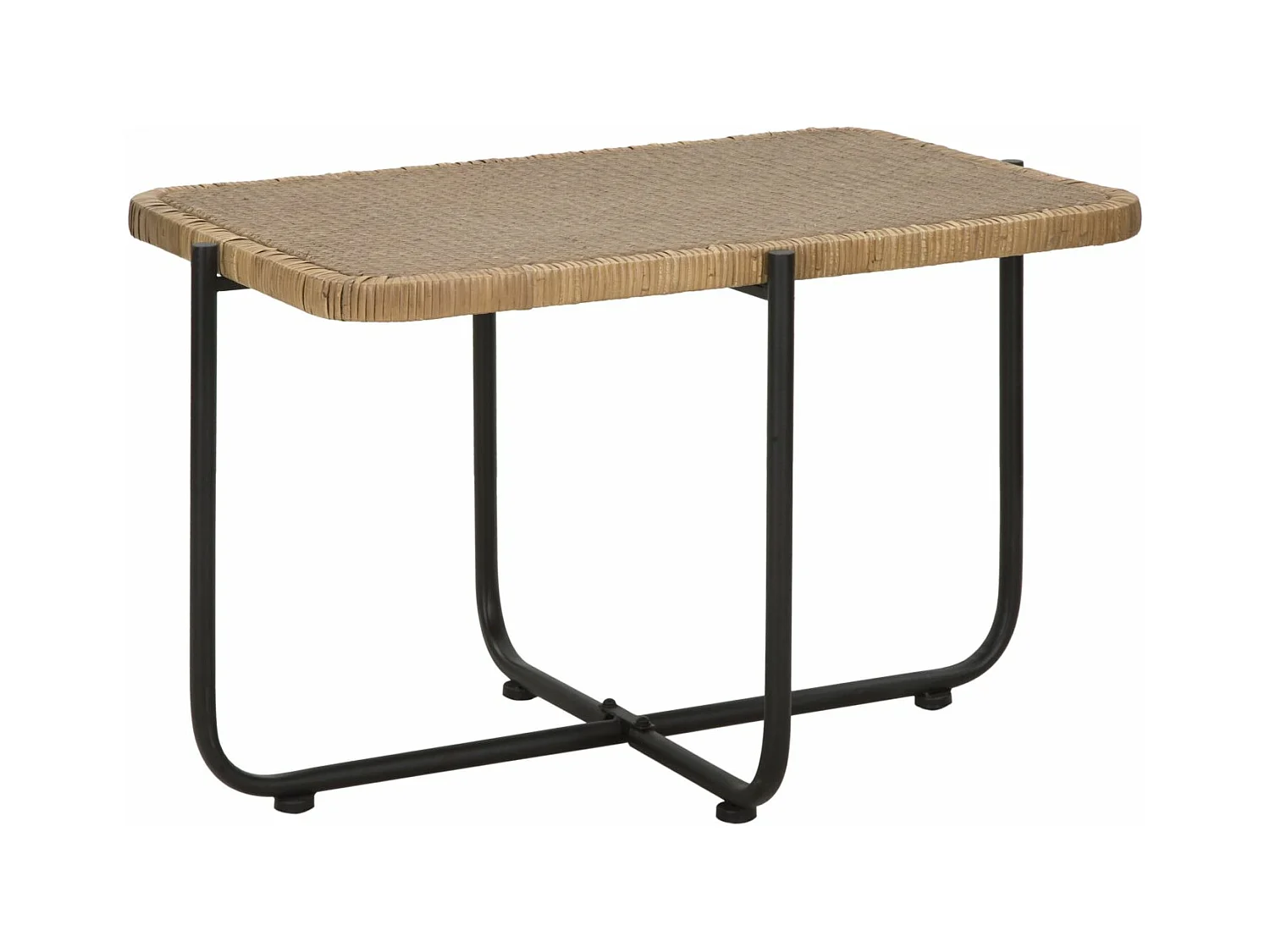 Table basse en fer et bois noir et marron 75x55x46,5 cm
