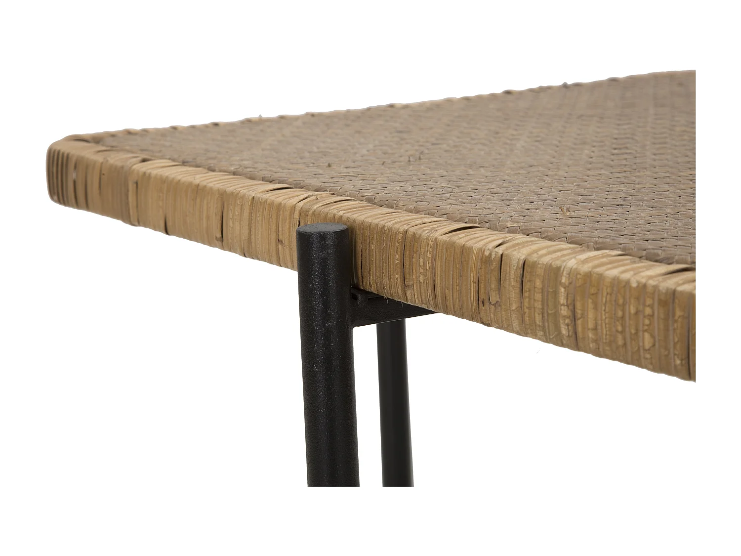 Table Basse en Rotin "Cebu" 75cm Naturel & Noir