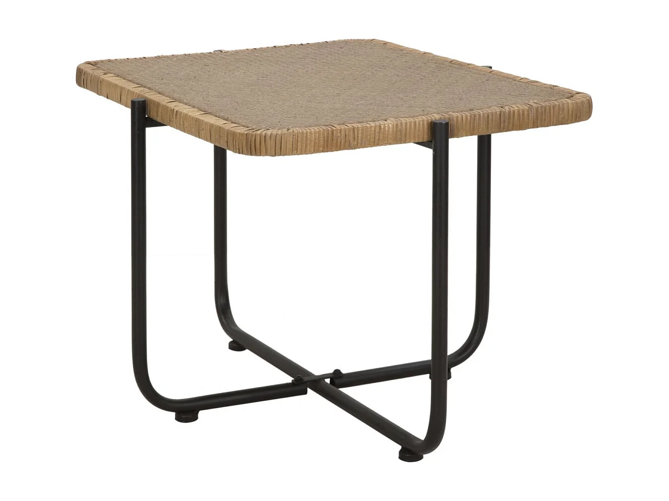 Table Basse en Rotin "Cebu" 75cm Naturel & Noir