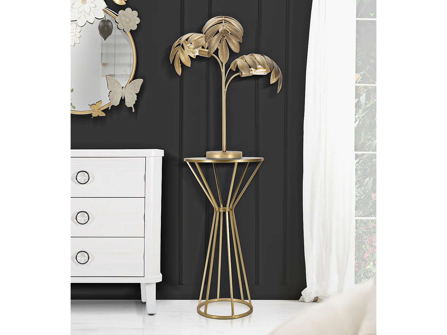 Table d'Appoint en Métal "Simple" 80cm Or