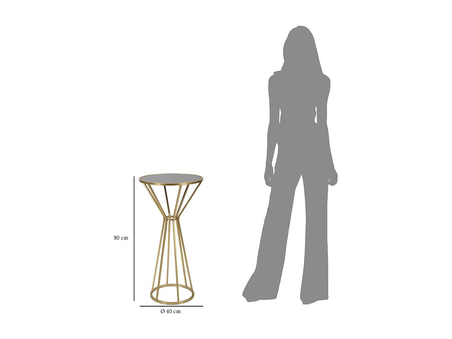 Table d'Appoint en Métal "Simple" 80cm Or