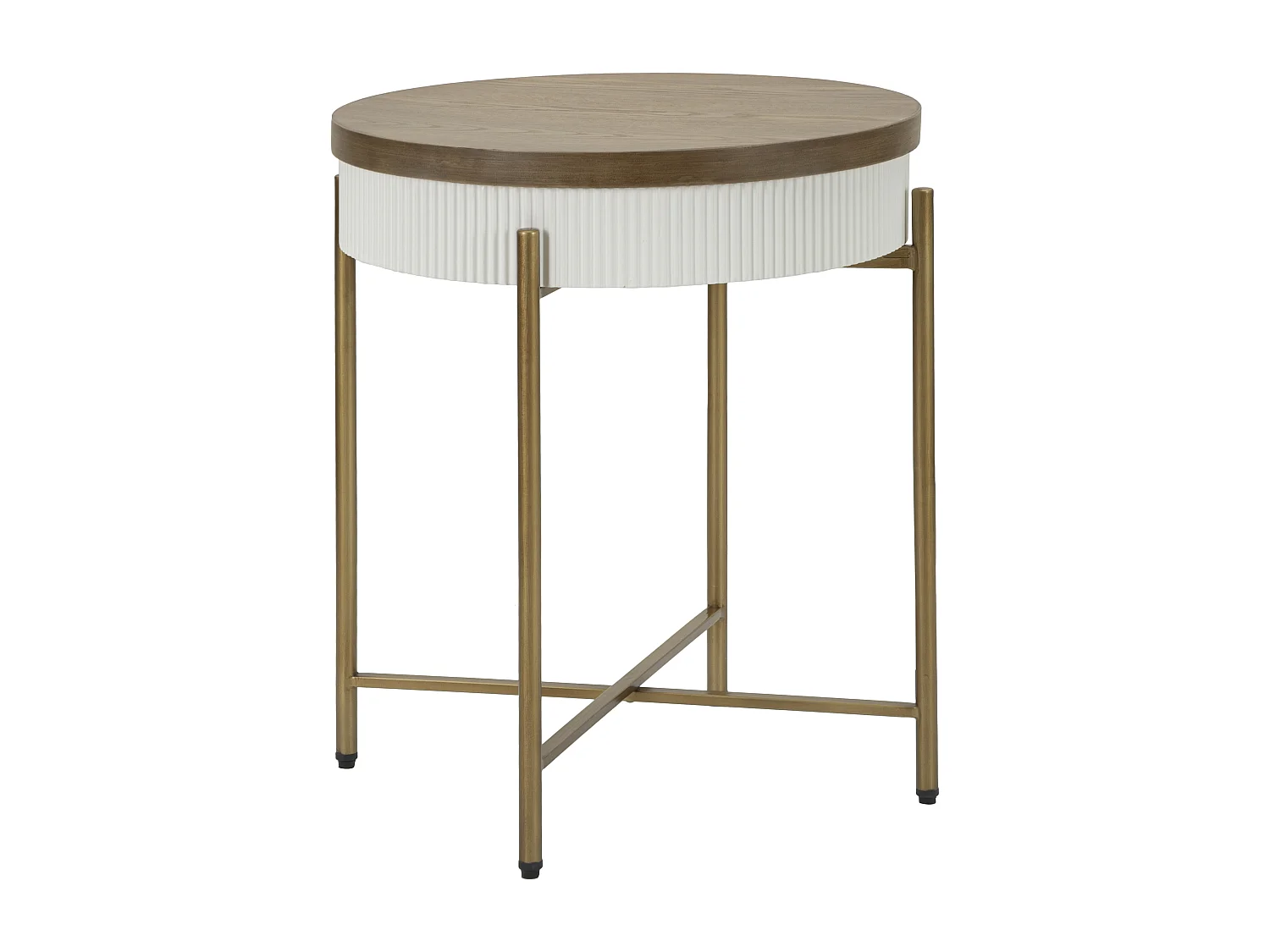 Table basse en bois blanc et marron Ø 54,5x61 cm