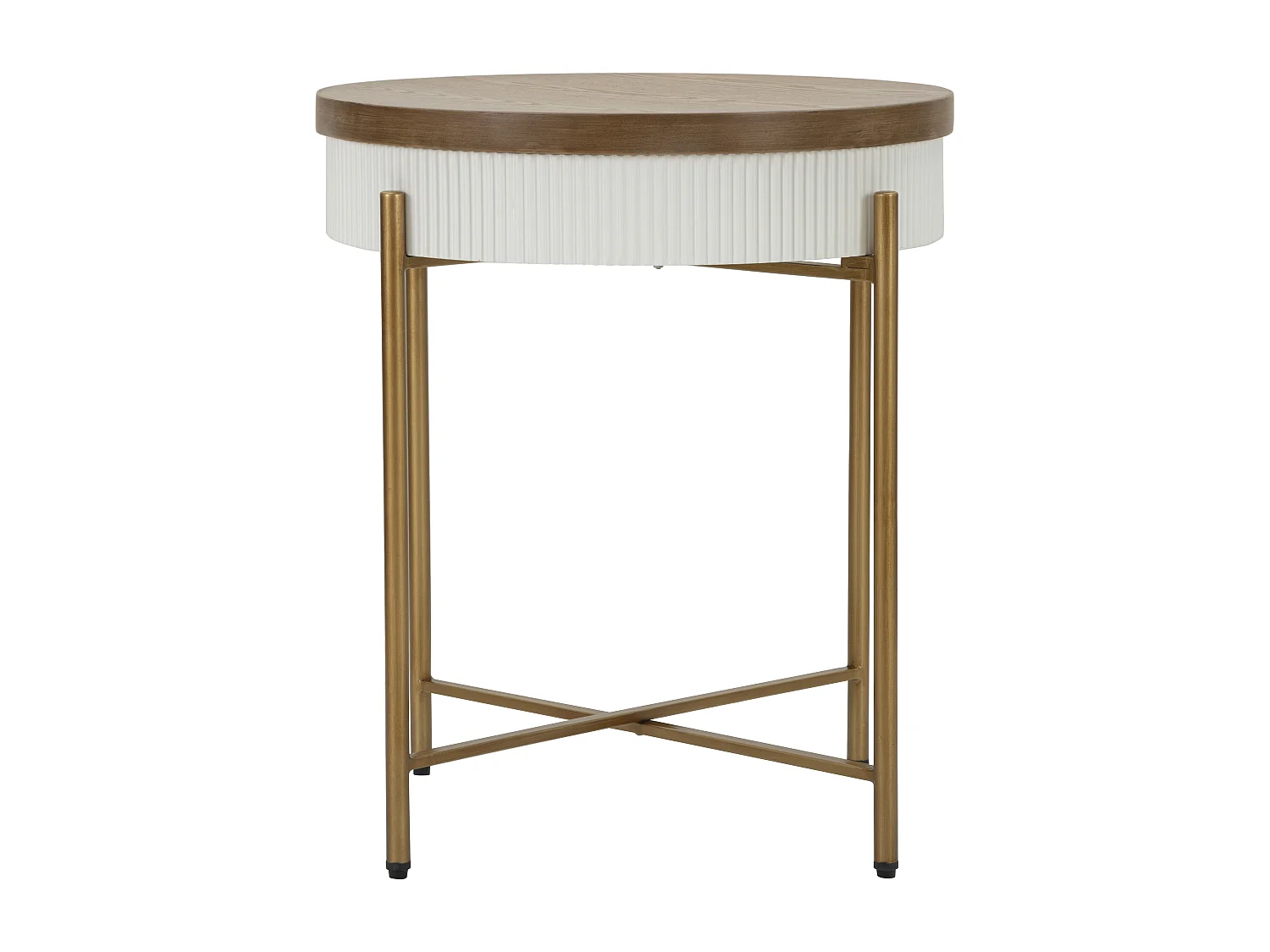 Table basse en bois blanc et marron Ø 54,5x61 cm