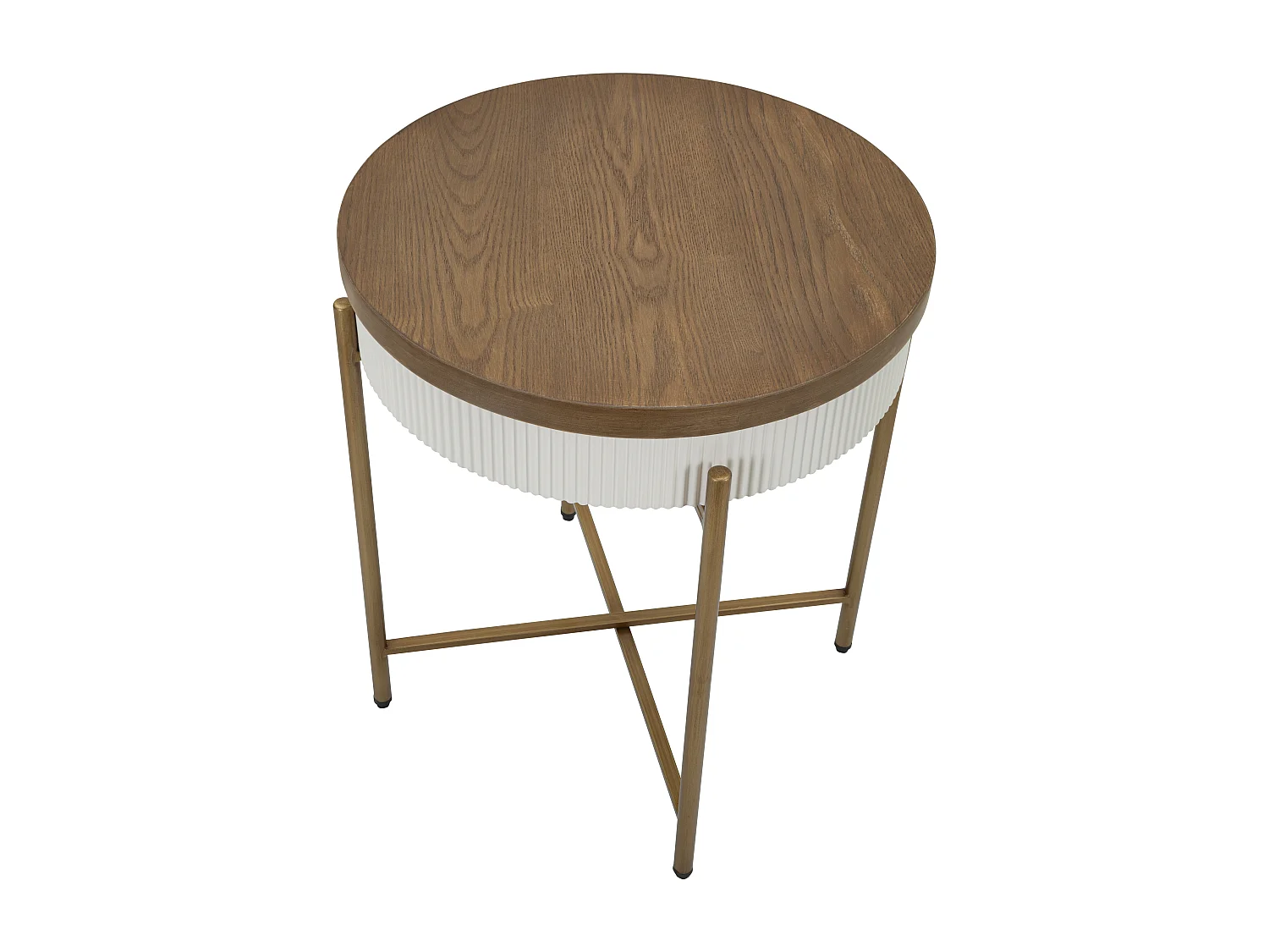 Table basse en bois blanc et marron Ø 54,5x61 cm