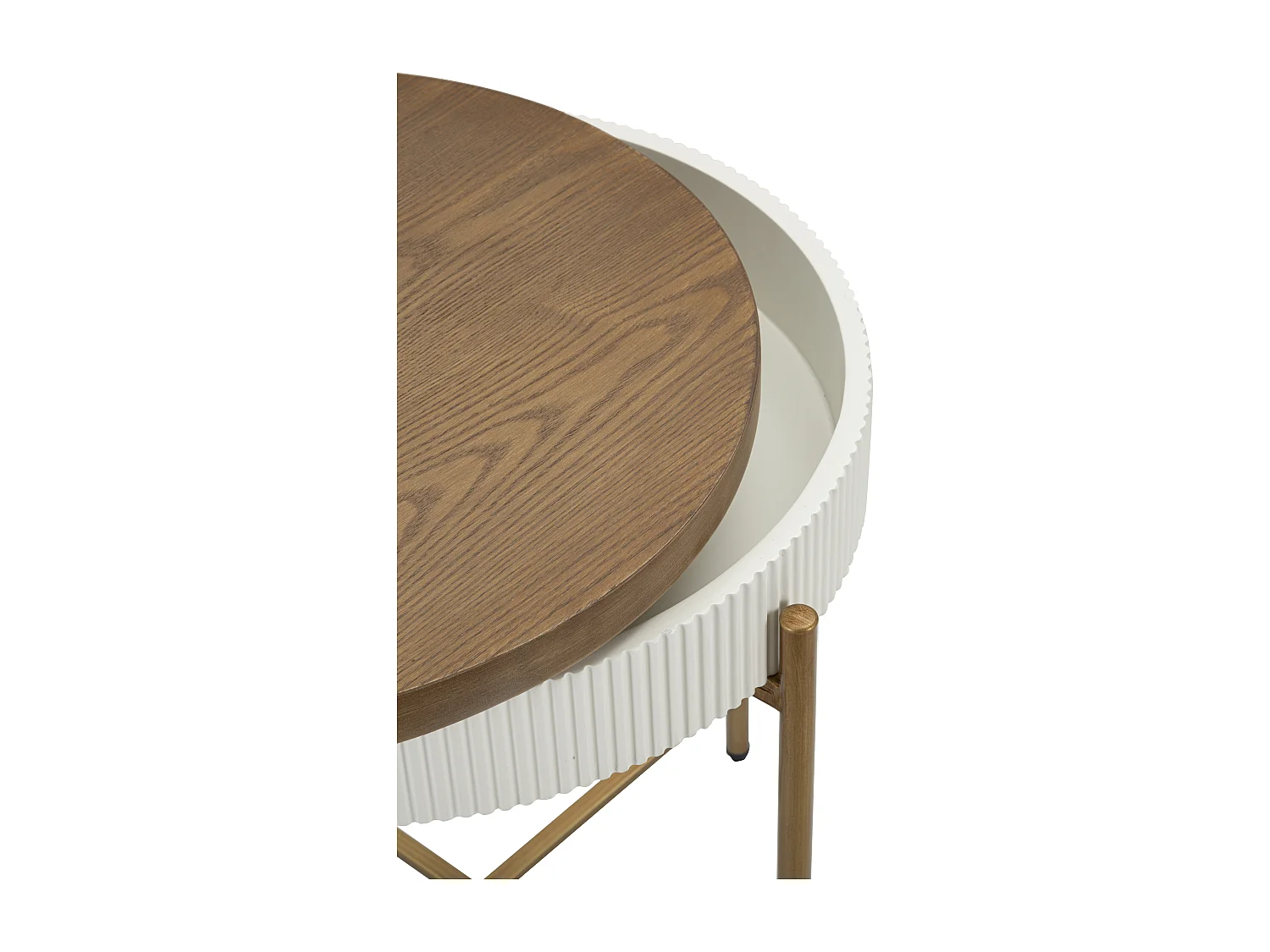 Table basse en bois blanc et marron Ø 54,5x61 cm