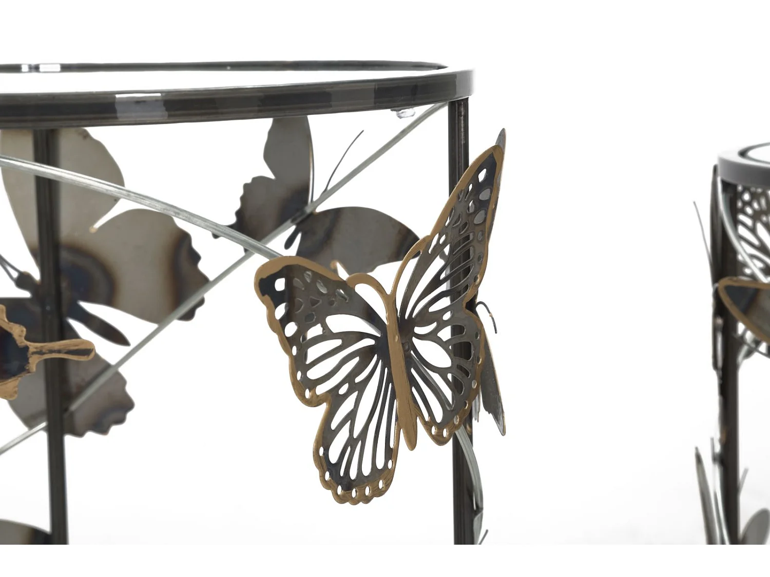 Set di 2 tavolinetti in metallo multicolore Ø cm 41,3x55-35x50,3