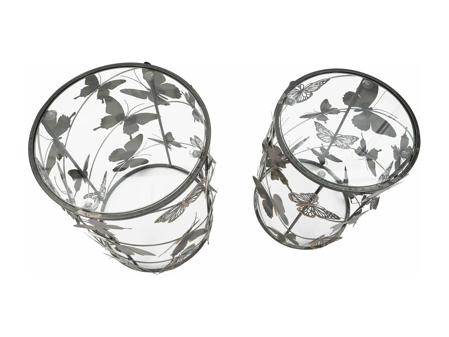 Lot de 2 Tables d'Appoint "Butterfly" 55cm Multicolore