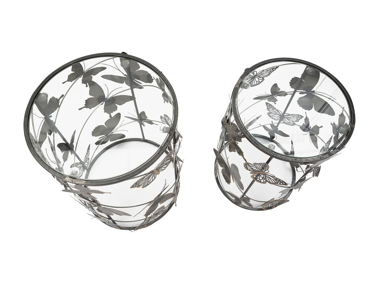 Lot de 2 Tables d'Appoint "Butterfly" 55cm Multicolore