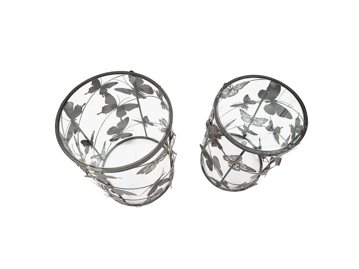 2er-Set Beistelltische aus Metall mehrfarbig Ø 41,3x55-35x50,3 cm