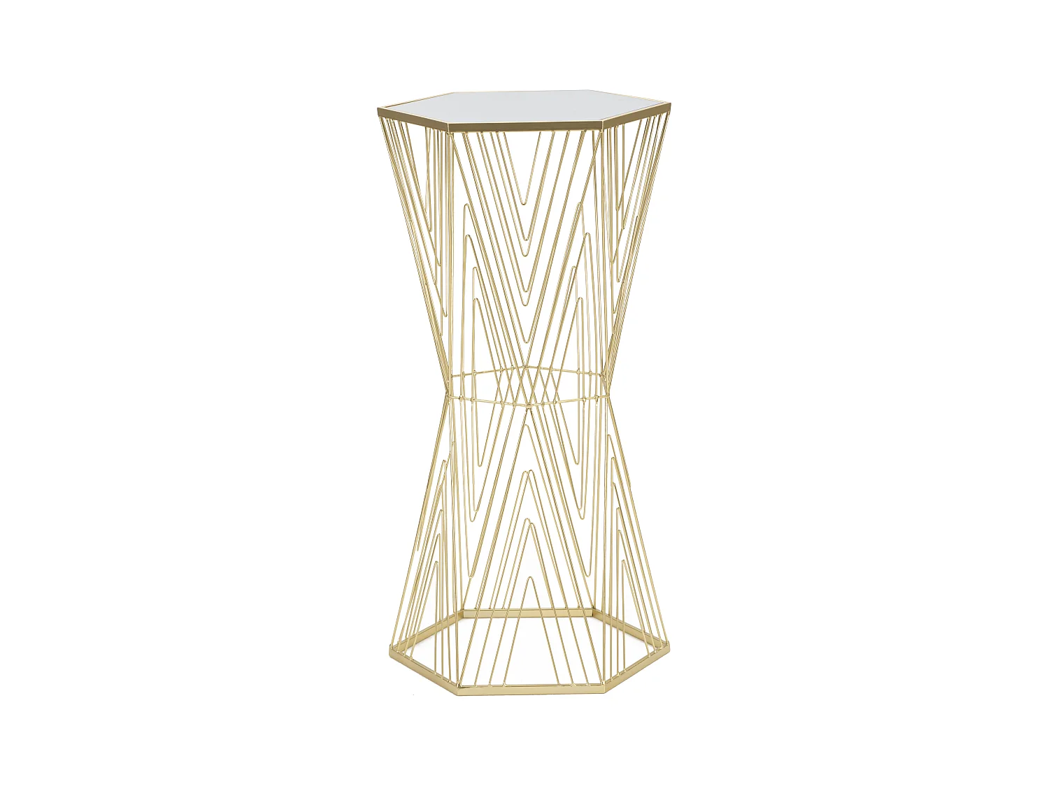 Table d'Appoint Hexagonale Design "Lines" 80cm Or