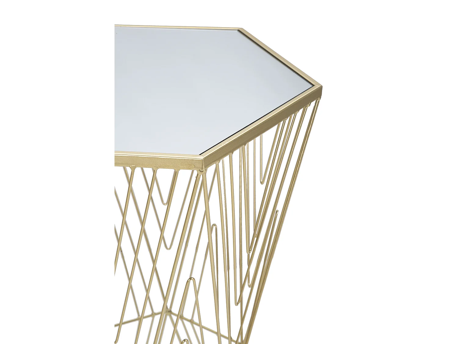 Table d'Appoint Hexagonale Design "Lines" 80cm Or